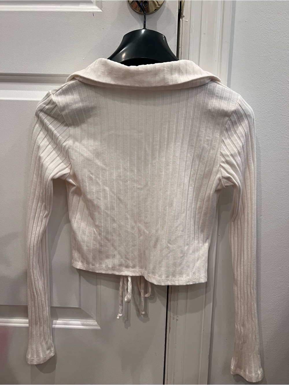 Altar'd State Cream Ribbed Drawstring Crop Top - Picture 6 of 7